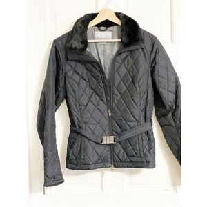 Nike Quilted Jacket Parka with Fur Collar Black Sz M